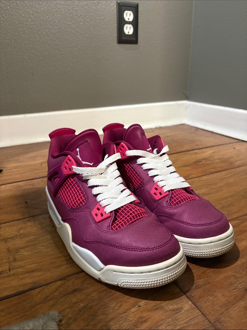 2018 Valentines Jordan Women's Magenta and White Retro Sneakers